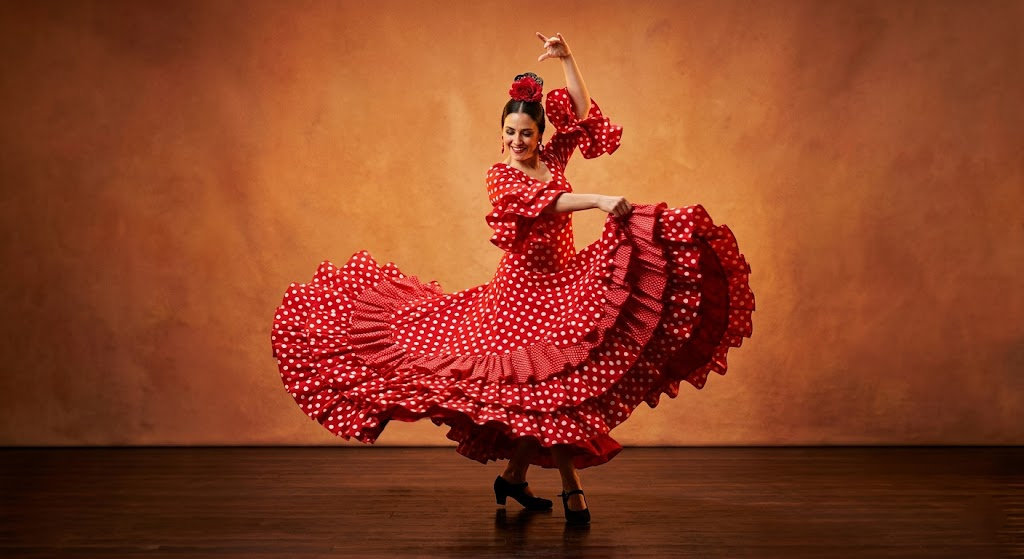 traditional red spanish dress for girl flamenco