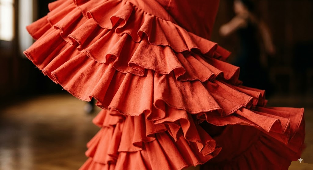 spanish flamenco dress detail close-up ruffle